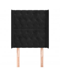 Testiera ad Orecchio Nera 83x16x118/128 cm in Velluto 2