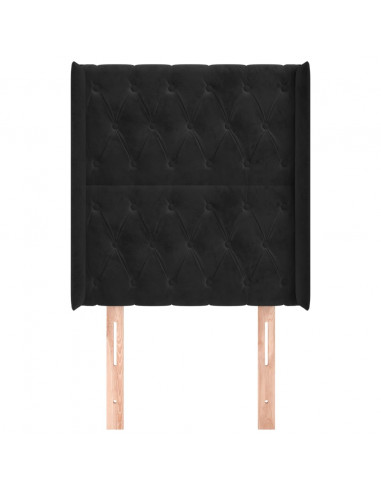 Testiera ad Orecchio Nera 83x16x118/128 cm in Velluto