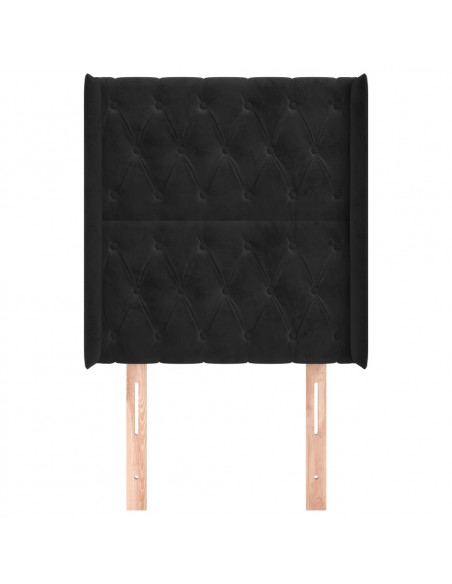 Testiera ad Orecchio Nera 83x16x118/128 cm in Velluto