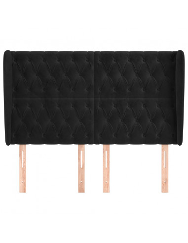Testiera ad Orecchio Nera 147 x 23 x 118/128 cm in Velluto