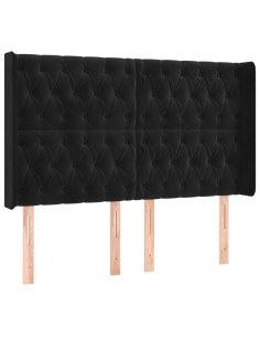 Testiera ad Orecchio Nera 163x16x118/128 cm in Velluto 2