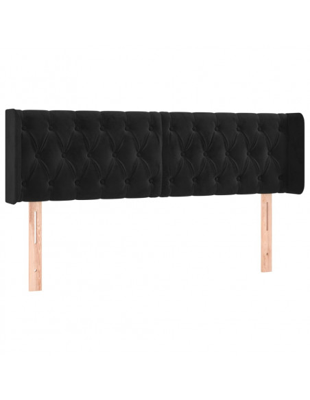 Testiera ad Orecchio Nera 147x16x78/88 cm in Velluto