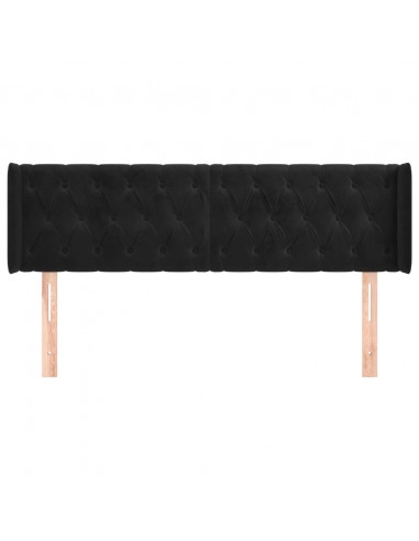 Testiera ad Orecchio Nera 147x16x78/88 cm in Velluto