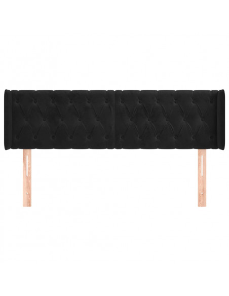 Testiera ad Orecchio Nera 147x16x78/88 cm in Velluto