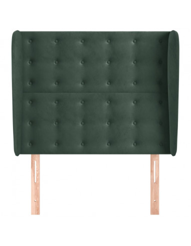 Testiera ad Orecchio Verde Scuro 103x23x118/128cm in Velluto