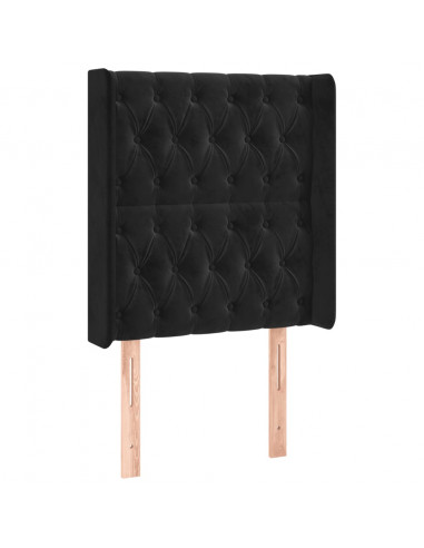 Testiera a LED Nera 83x16x118/128 cm in Velluto