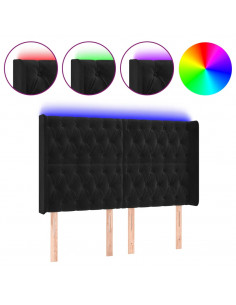 Testiera a LED Nera 147x16x118/128 cm in Velluto 2