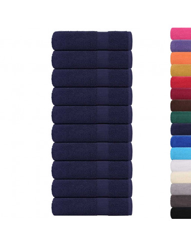 Asciugamani 10 pz Blu Marino 50x100 cm 360 g/m² 100% Cotone
