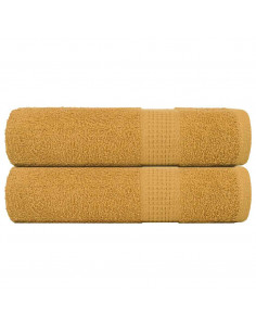Asciugamani da Bagno 2 pz Oro 100x150 cm 360 g/m² 100% Cotone