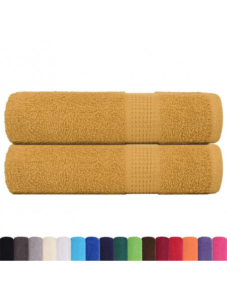 Asciugamani da Bagno 2 pz Oro 100x150 cm 360 g/m² 100% Cotone