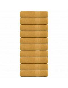 Asciugamani da Bagno 10 pz Oro 100x150cm 360 g/m² 100% Cotone