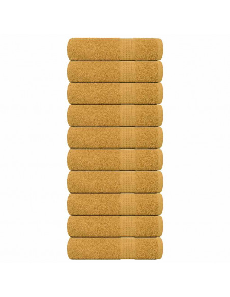 Asciugamani da Bagno 10 pz Oro 100x150cm 360 g/m² 100% Cotone