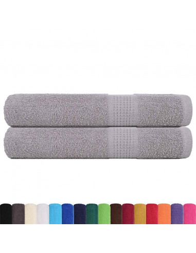 Asciugamani per Sauna 2 pz Grigio 80x200cm 360g/m² 100% Cotone
