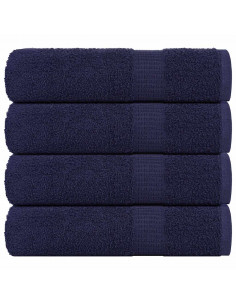 Asciugamani 4 pz Blu Marino 50x100 cm 360 g/m² 100% Cotone