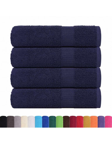 Asciugamani 4 pz Blu Marino 50x100 cm 360 g/m² 100% Cotone