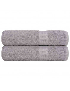 Asciugamani 2 pz Grigio 50x100 cm 360 g/m² 100% Cotone