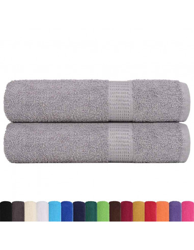 Asciugamani 2 pz Grigio 50x100 cm 360 g/m² 100% Cotone
