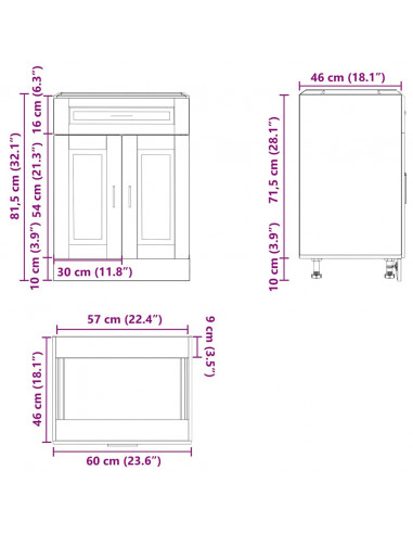 Base da Cucina Porto Rovere Fumo in Legno Multistrato