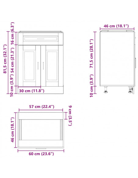 Base da Cucina Porto Nero in Legno Multistrato