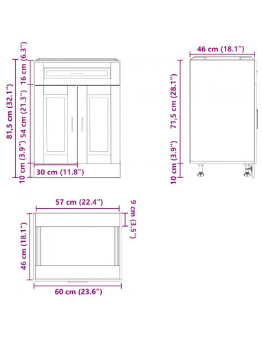 Base da Cucina Porto Bianco Lucido in Legno Multistrato