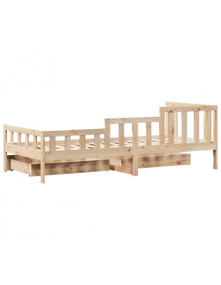 Dormeuse con Cassetti 90x200 cm Legno Massello Pino