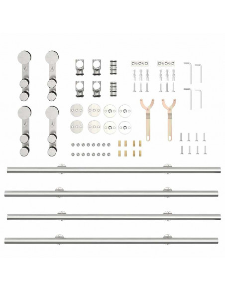 Kit Binari Porta Scorrevole 183 cm Acciaio Inossidabile Argento