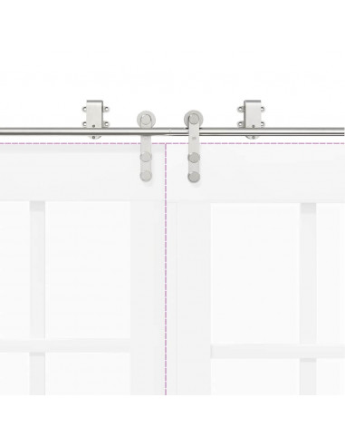 Kit Binari Porta Scorrevole 183 cm Acciaio Inossidabile Argento