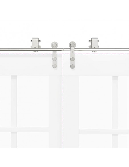 Kit Binari Porta Scorrevole 183 cm Acciaio Inossidabile Argento