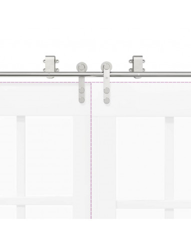 Kit Binari Porta Scorrevole 183 cm Acciaio Inossidabile Argento