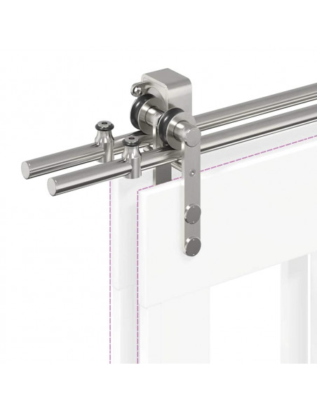 Kit Binari Porta Scorrevole 183 cm Acciaio Inossidabile Argento