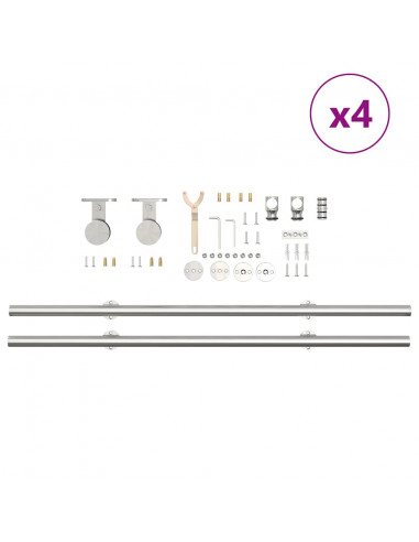 Kit Binari Porta Scorrevole 183 cm Acciaio Inossidabile Argento