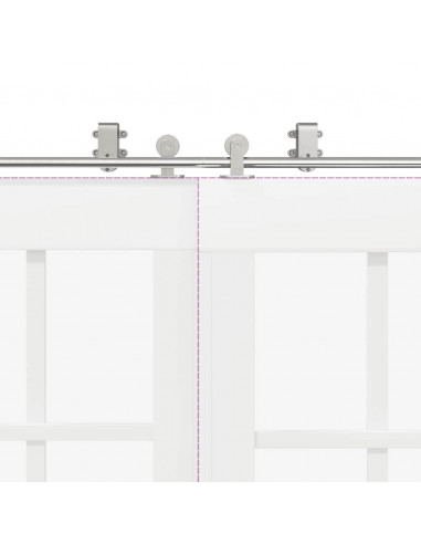 Kit Binari Porta Scorrevole 183 cm Acciaio Inossidabile Argento