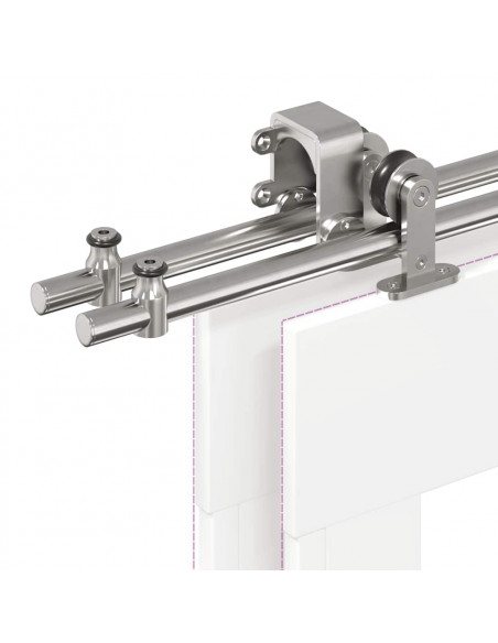 Kit Binari Porta Scorrevole 183 cm Acciaio Inossidabile Argento