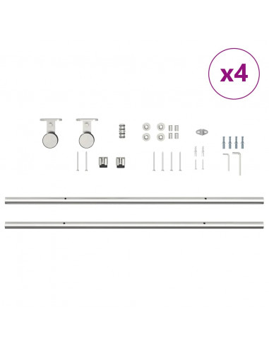 Kit Binari Porta Scorrevole 183 cm Acciaio Inossidabile Argento