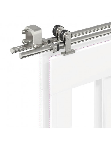 Kit Binari Porta Scorrevole 183 cm Acciaio Inossidabile Argento