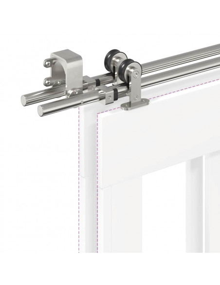 Kit Binari Porta Scorrevole 183 cm Acciaio Inossidabile Argento
