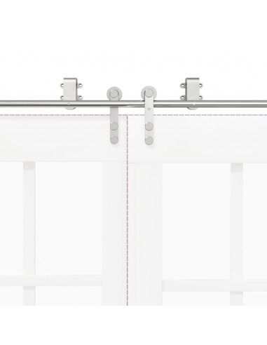 Kit Binari Porta Scorrevole 183 cm Acciaio Inossidabile Argento