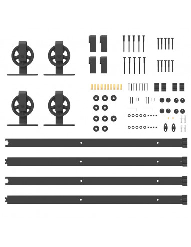 Kit di Binari per Porte Scorrevoli 183 cm Acciaio Nero