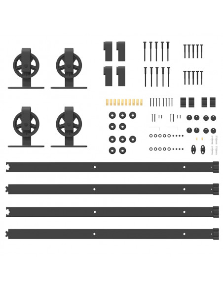 Kit di Binari per Porte Scorrevoli 183 cm Acciaio Nero