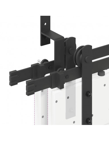 Kit di Binari per Porte Scorrevoli 183 cm Acciaio Nero