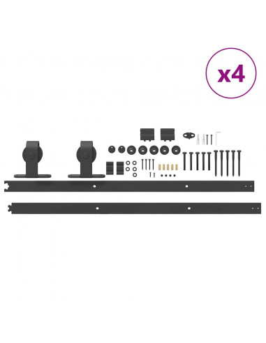 Kit di Binari per Porte Scorrevoli 183 cm Acciaio Nero