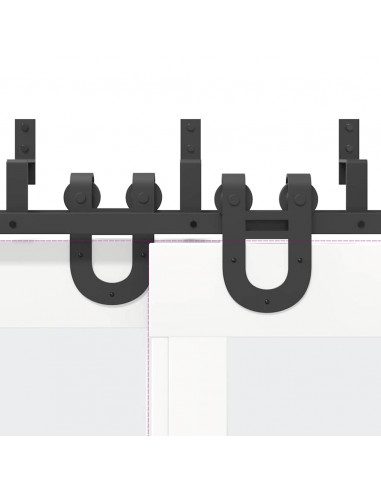 Kit di Binari per Porte Scorrevoli 183 cm Acciaio Nero