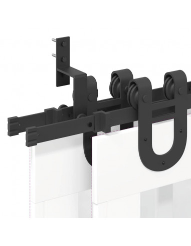 Kit di Binari per Porte Scorrevoli 183 cm Acciaio Nero
