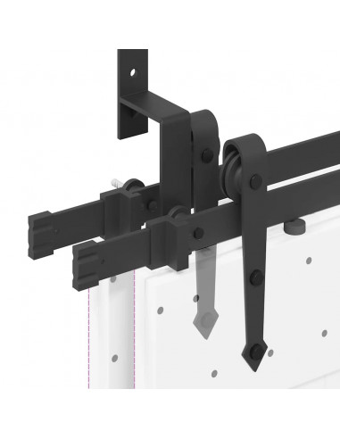 Kit di Binari per Porte Scorrevoli 152,5 cm Acciaio Nero