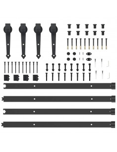 Kit di Binari per Porte Scorrevoli 152,5 cm Acciaio Nero