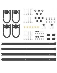 Kit di Binari per Porte Scorrevoli 200 cm Acciaio Nero