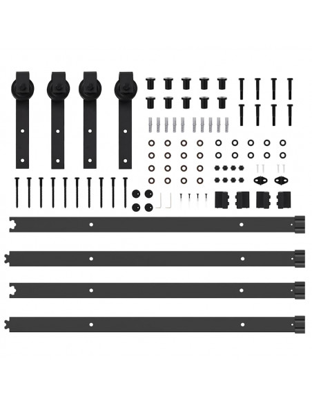 Kit di Binari per Porte Scorrevoli 152,5 cm Acciaio Nero