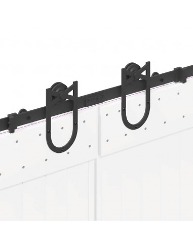 Kit di Binari per Porte Scorrevoli 200 cm Acciaio Nero