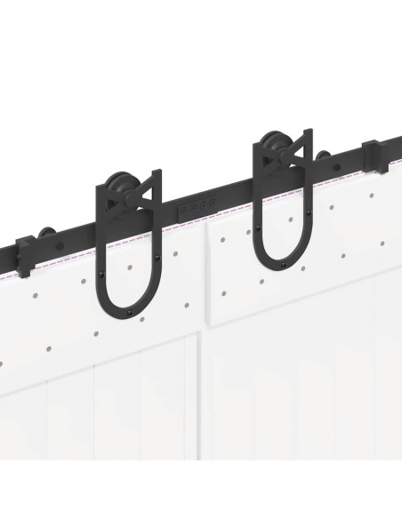 Kit di Binari per Porte Scorrevoli 200 cm Acciaio Nero