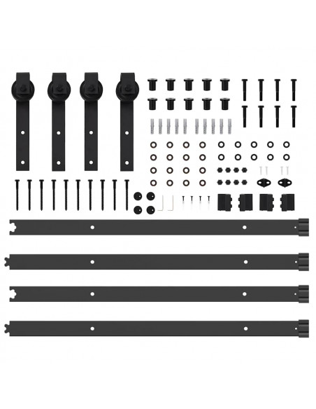 Kit di Binari per Porte Scorrevoli 152,5 cm Acciaio Nero